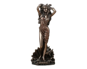 El nacimiento de Afrodita, diosa griega del amor y la belleza, estatua de bronce fundido en frío y resina.