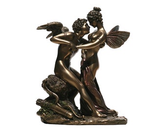 Cupid and Psyche Cold Cast Bronze & Resin Statue Sculpture Home Décor 6.69 inches / 17 cm