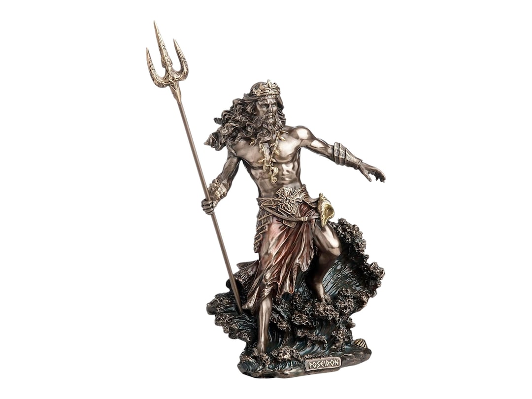 Poseidon Greek God of the Sea Neptune Figurine Statue Sculpture Bronze ...