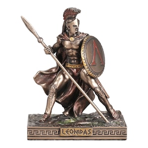 LEONIDAS Greek Spartan King Warrior Statue Miniature Figure Bronze Finish