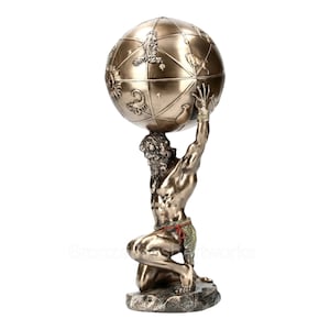 Atlas Titan Celestial Sphere Mythology Greek Statue Sculpture Bronze Finish 32cm