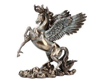 Aufzucht Pegasus geflügeltes Pferd – Griechische Mythologie Kaltguss Bronze & Kunstharz Statue Skulptur
