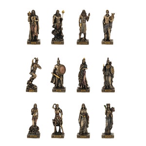 Set 12 Twelve Greek Roman Olympian Gods Pantheon Cold Cast Bronze & Resin Miniatures