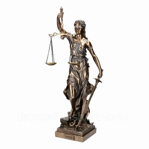 Goddess of Justice Themis Lady Justica Statue Sculpture Figure Bronze Finish 50 cm