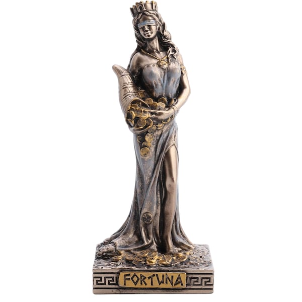 Tyche Fortuna Greek Goddess of Good Fortune Cold Cast Bronze & Resin Statue Miniature