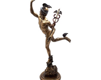 Hermes Mercury Greek Roman God Cold Cast Bronze & Resin Statue Sculpture 37,5cm