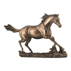 Horse Cantering on the Grassland Sculpture Cold Cast Bronze & Resin Statue Sculpture Home Décor