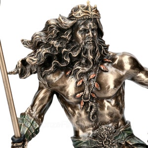 Veronese Poseidon Greek God Of Sea Statue – Neptune Figurine, Cold Cast Bronze & Resin, 10.4 Inches