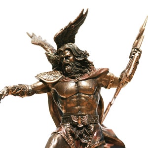 Large Greek King God Zeus Jupiter with Thunder Cold Cast Bronze & Resin Statue Sculpture 50 cm