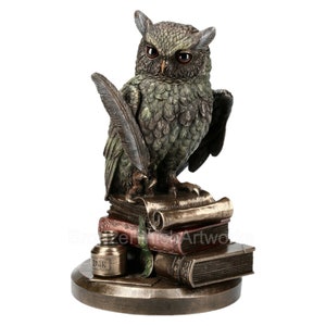Owl of Athena Symbol of Wisdom Cold Cast Bronze & Resin Statue Sculpture 23 cm