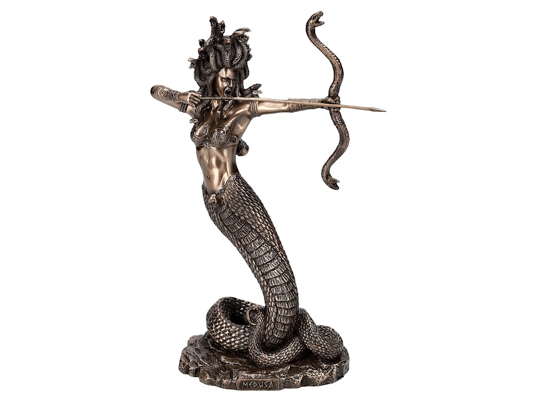 Furious Medusa Shooting Arrow Sculpture Figure Cold Cast Bronze & Resin ...
