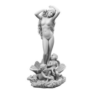 Statua della nascita della dea Afrodite (Venere) in polystone bianco, 32 cm