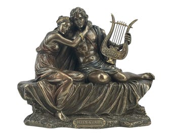 Helen with Paris Lovers Statue Trojan War Bronze Resin Sculpture Greek Mythology Figurine