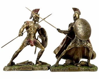 Conjunto de estatuas de Héctor contra Aquiles: Esculturas de resina y bronce de la mitología griega