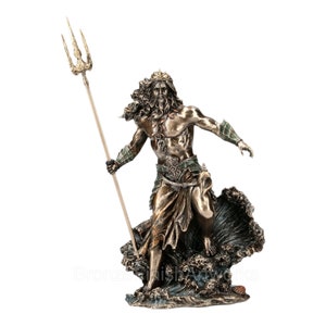 Large Poseidon Greek God of Sea Neptune Figurine Statue Sculpture Cold Cast Bronze & Resin 52cm