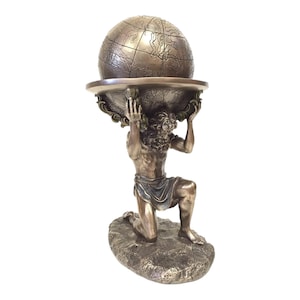 Atlas Titan Celestial Sphere Mythology Greek Cold Cast Bronze & Resin Statue Sculpture