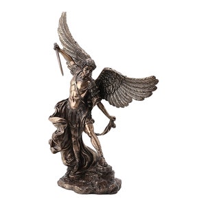 St. Michael Erzengel in der Schlacht Kaltguss Bronze & Harz Statue Skulptur 36,5 cm