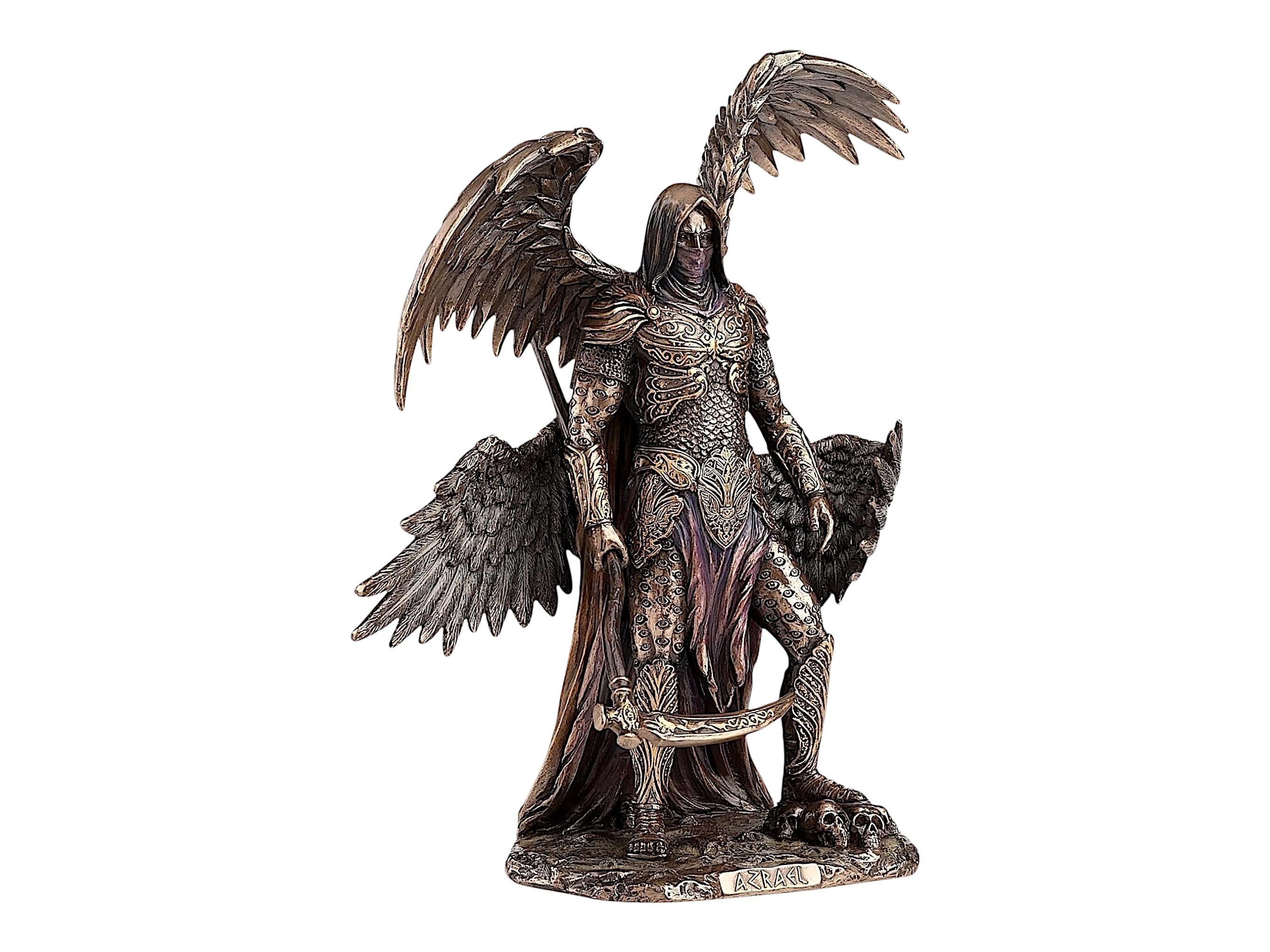 Archangel Azrael Statue, Angel of Death, Cold Cast Bronze & Resin