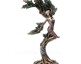 Dryad Forest Nymph Spring Cold Cast Bronze & Resin Statue Sculpture Figurine