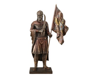 Konstantin Palaiologos XI, siste bysantinske kejsaren, kallgjuten brons- och hartsstaty, skulptur, 32 cm