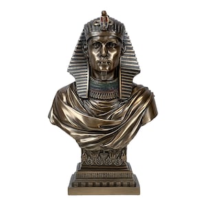 Egyptian Pharaoh Art Deco Style Bust Statue Cold Cast Bronze & Resin Statue Sculpture