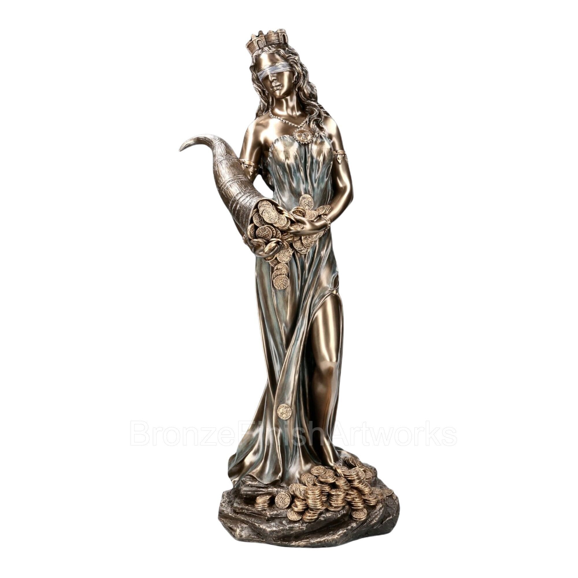 大型テュケー 幸運の女神 ギリシャの女神像 彫刻 置物 ブロンズ仕上げ