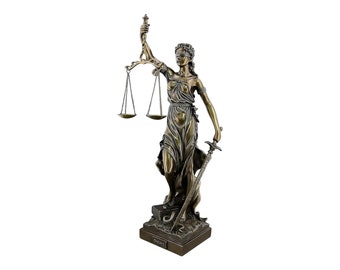 Themis-standbeeld: koudgegoten bronzen sculptuur godin van de gerechtigheid (20 cm)