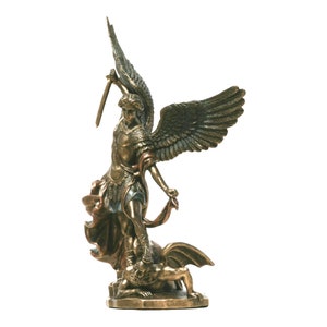 Large Saint St Michael Archangel Defeated Lucifer Statue Sculpture Bronze Finish 55 cm