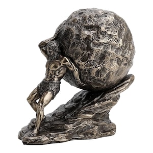 Sisyphus Rolling the Boulder Koud gegoten brons en hars standbeeld sculptuur klein 11 cm