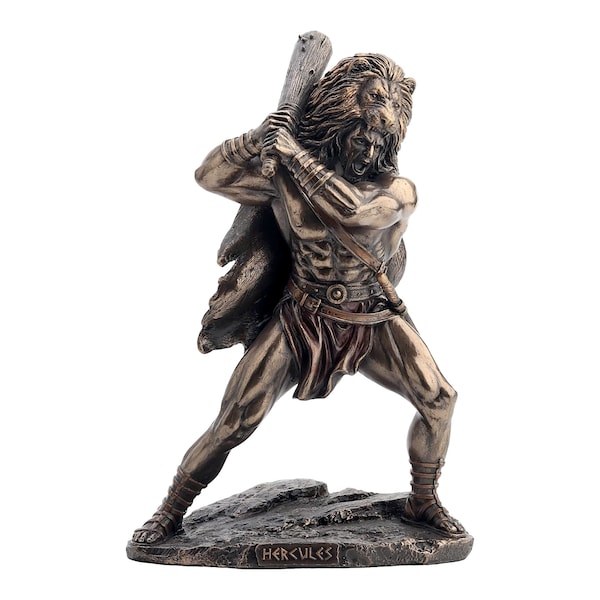Hercule avec une chauve-souris en bronze coulé à froid et sculpture en résine, décoration d'intérieur