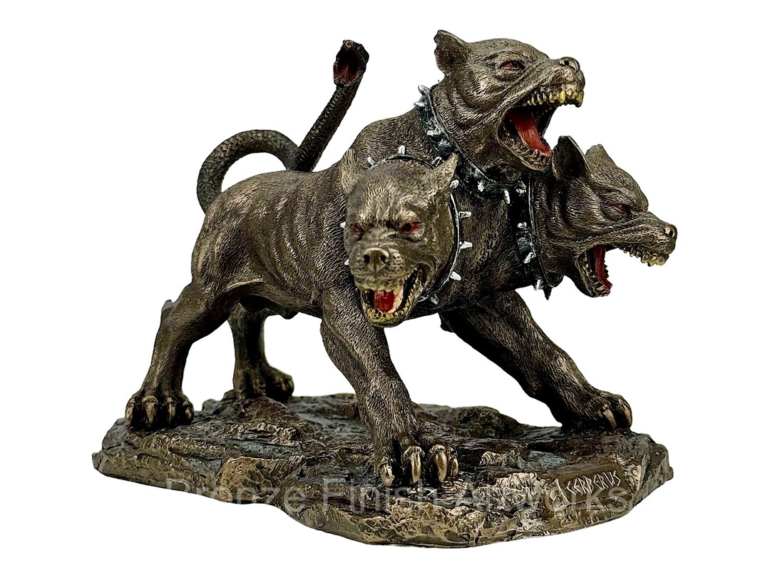 ケルベロス 三つ首の冥界の猟犬像 コールドキャストブロンズと樹脂彫刻