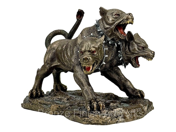 ケルベロス 三つ首の冥界の猟犬像 コールドキャストブロンズと樹脂彫刻