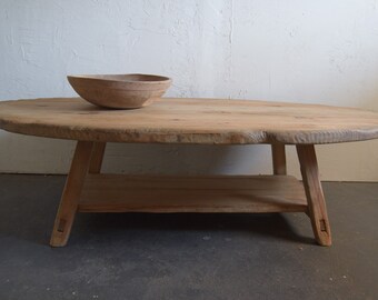 Large Oversized Solid Wood Oval Coffee Table