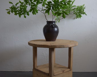 Large Round Side Table With Shelf