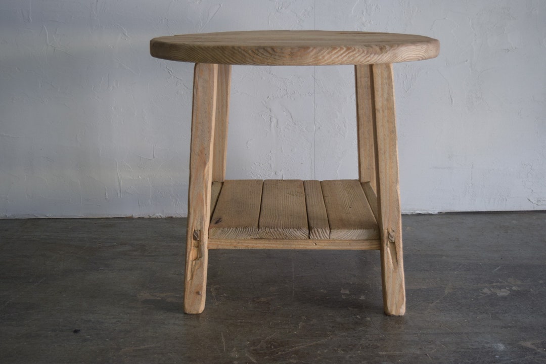 Shelf Table Rounded Large Unique Round Table With Shelf - Etsy