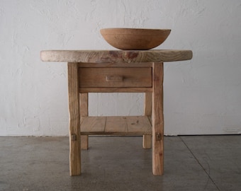 Made-To-Order: Large Round Accent Table With Drawer And Shelf 30" in Diameter