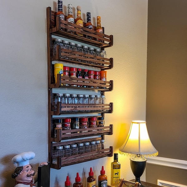 Large Hanging Wall Mount Spice Rack  - 2 versions  11" x 36" and 18" x 36"