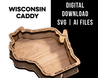 Wisconsin Caddy - Wisconsin Dish - State of Wisconsin Bowl  Digital Download Only  SVG Laser Files