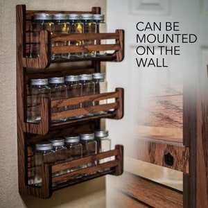 Spice Rack - Wood - Multiple options, 2 Sizes Versions Storage Shelves, Paint Storage