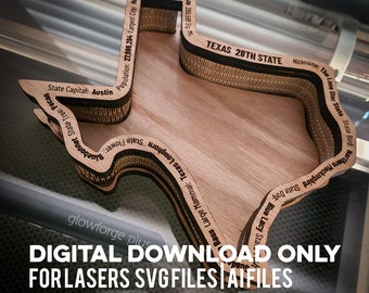 Texas Caddy - Texas Dish - State of Texas Bowl  Digital Download Only  SVG Laser Files Glowforge