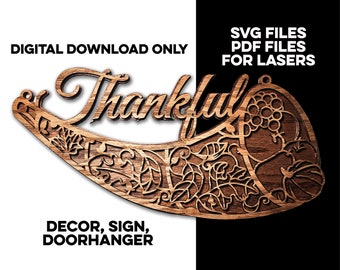 Fall Decor - Thankful Cornucopia Laser Cut File for Glowforge and other Lasers  SVG, PDF Files