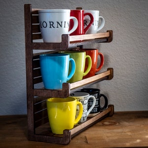 Coffee Cup Display Rack SVG File - Laser Cut, Hanging or Tabletop ...
