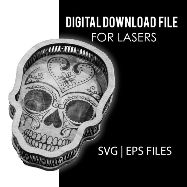 Skull Caddy DIGITAL DOWNLOAD ONLY Laser Files - svg, eps Glowforge, Aeon, Thunder Laser