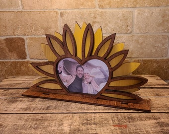 Heart Sunflower Decor or Picture Frame - Flower Frame