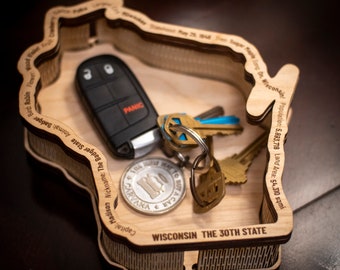 Wisconsin Tray, Wisconsin Key Caddy, Wisconsin Candy Dish - Can be customized!