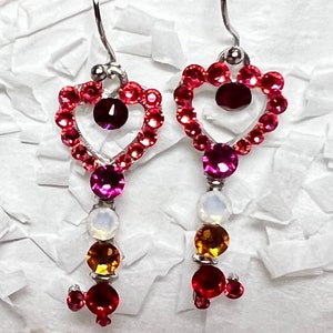 Lesbian pride heart key earrings