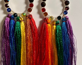 Rainbow Gay Pride Pear Shaped Earrings