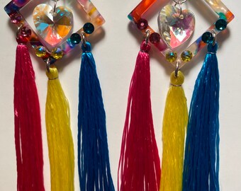 Pan Pride crystal heart earrings