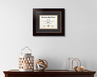 FREE SHIPPING - Graduation Frame, Diploma Frame, Certificate Frame, Office Wall Frame, Diploma Frame Black, Made in USA, Frame Gift - D-6x8