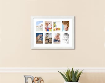 4x6 Collage Picture Frame, 8-Opening Wall Frame for Family Photos, White Multi-Photo Display with Plexiglass